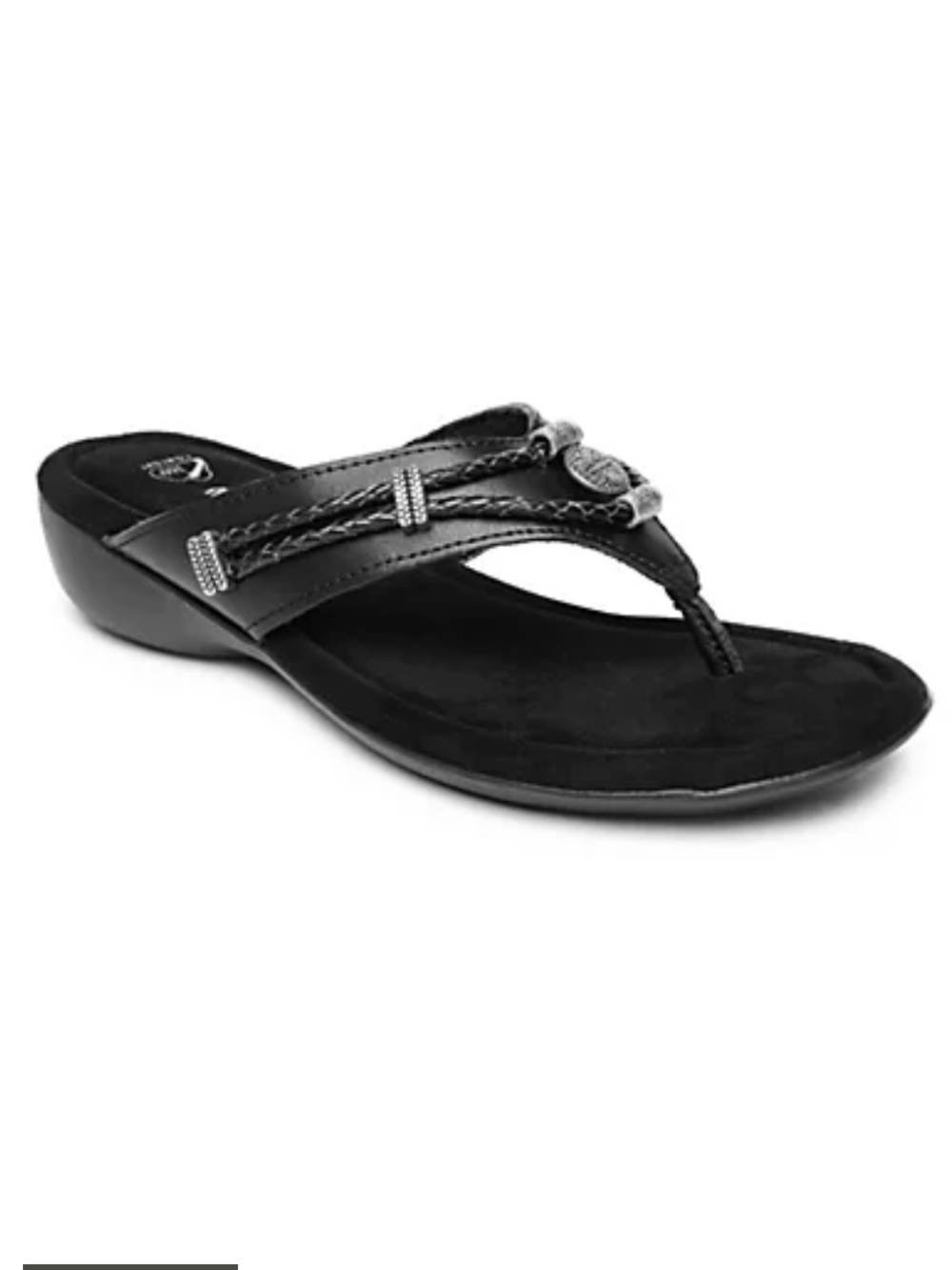 Minnetonka | Silverthorne 360 Black Braided Thong Sandals, Size 10
